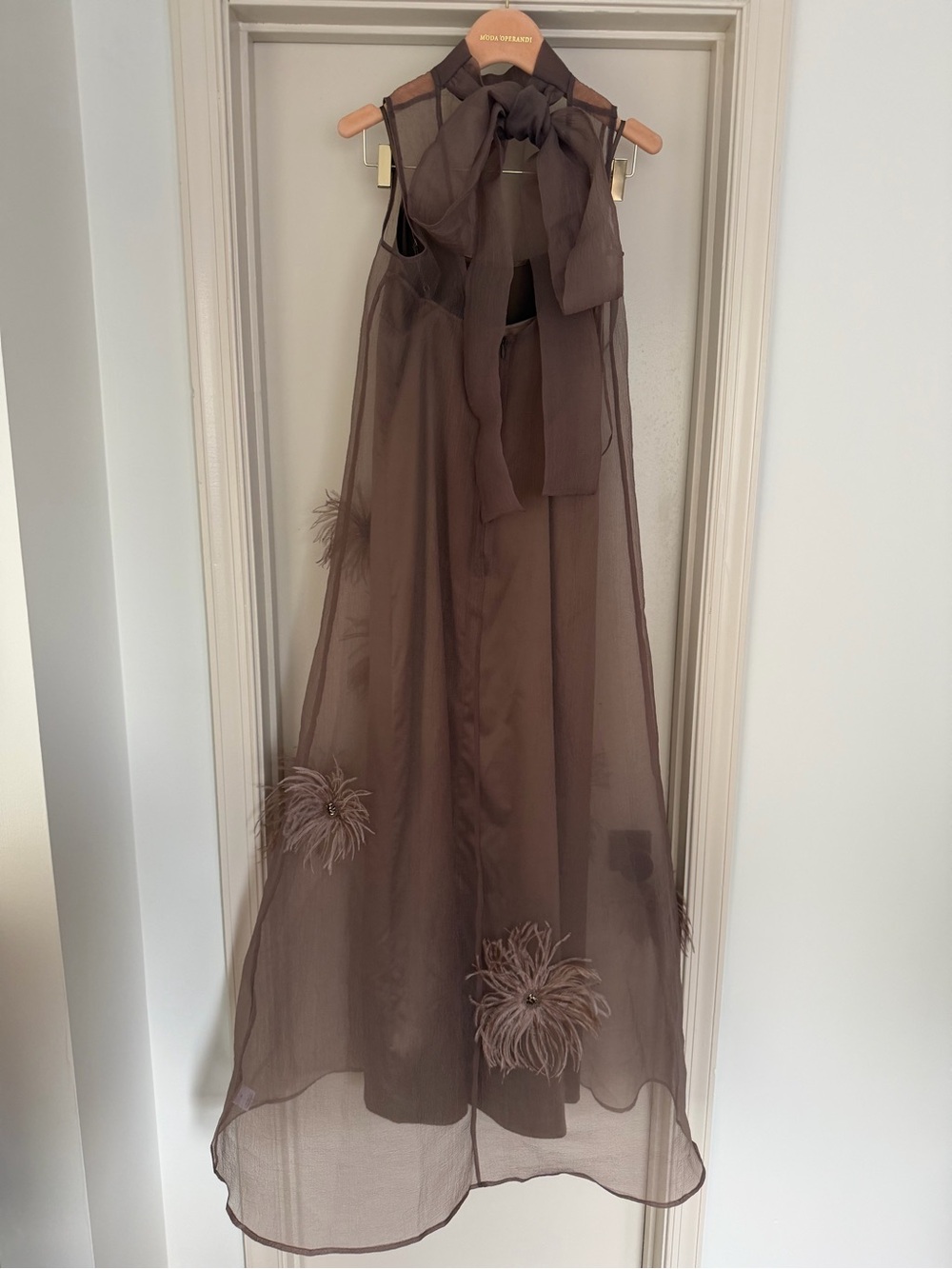 STAUD Taupe Albee Truffle Organza Maxi Dress Size Small - Picture 9 of 10